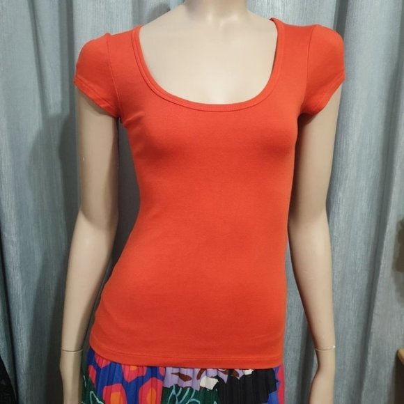 KOOKAI Size 1 (AU 10/12) Orange Top Round Neck Cap Sleeves NWOT - Picture 8 of 12
